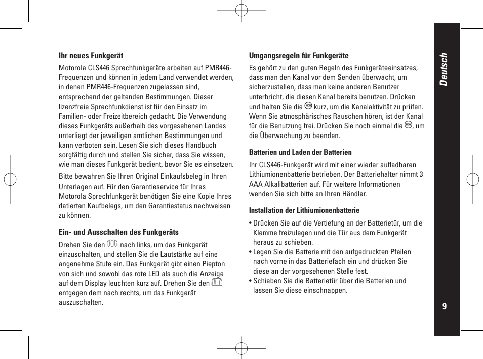 Deutsch | Motorola PMR446 User Manual | Page 53 / 134