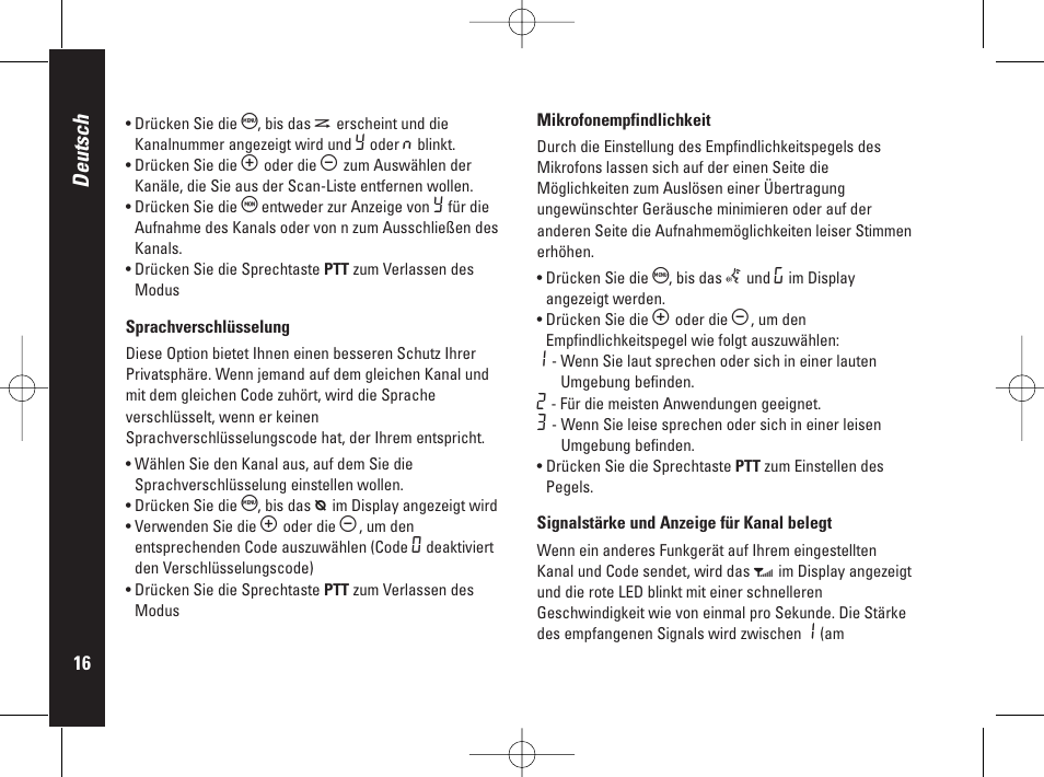 Deutsch | Motorola PMR446 User Manual | Page 60 / 134