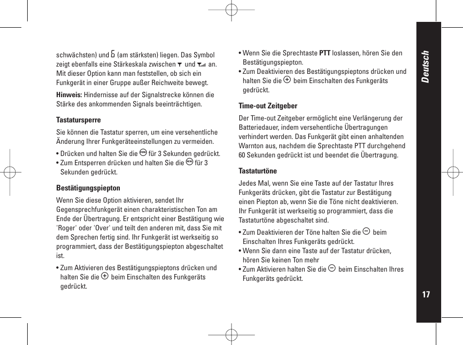 Deutsch | Motorola PMR446 User Manual | Page 61 / 134