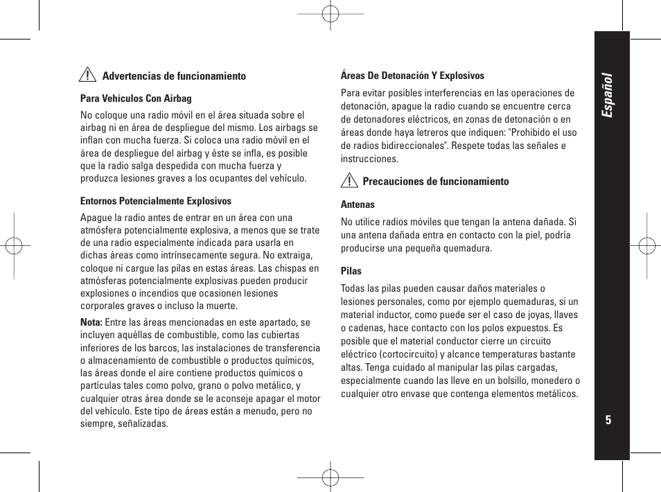 Español | Motorola PMR446 User Manual | Page 73 / 134