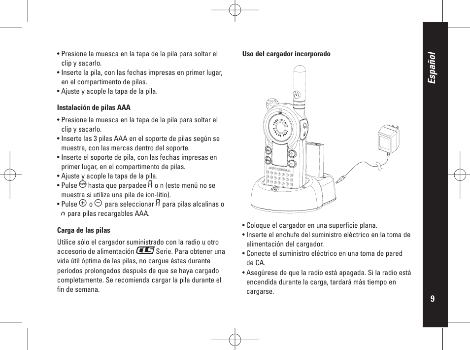 Español | Motorola PMR446 User Manual | Page 77 / 134