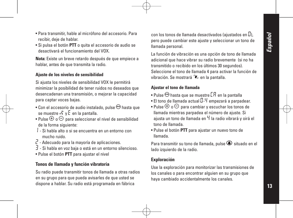 Español | Motorola PMR446 User Manual | Page 81 / 134