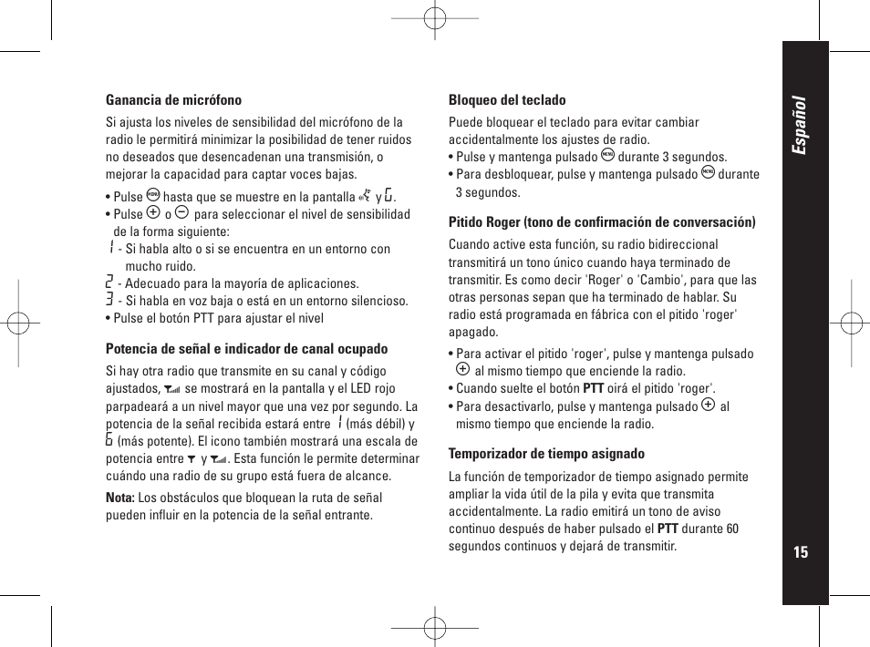 Español | Motorola PMR446 User Manual | Page 83 / 134