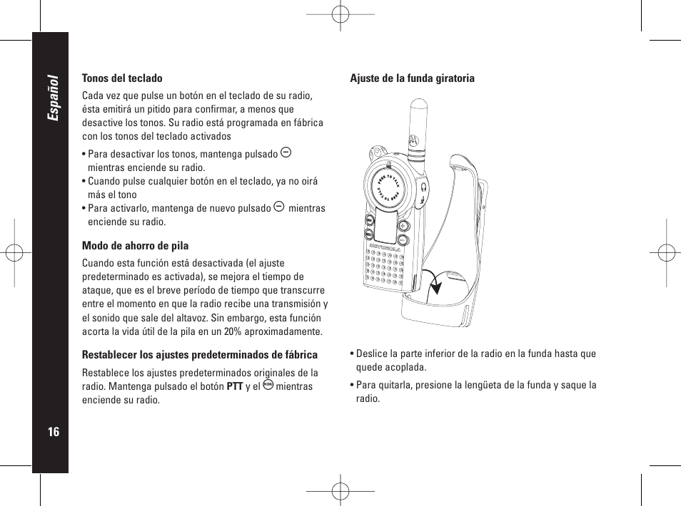 Español | Motorola PMR446 User Manual | Page 84 / 134