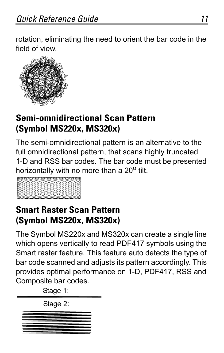 Smart raster scan pattern (symbol ms220x, ms320x) | Motorola SYMBOL MS120XWA User Manual | Page 11 / 24