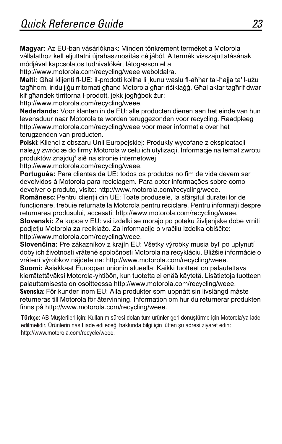 Quick reference guide 23 | Motorola SYMBOL MS120XWA User Manual | Page 23 / 24