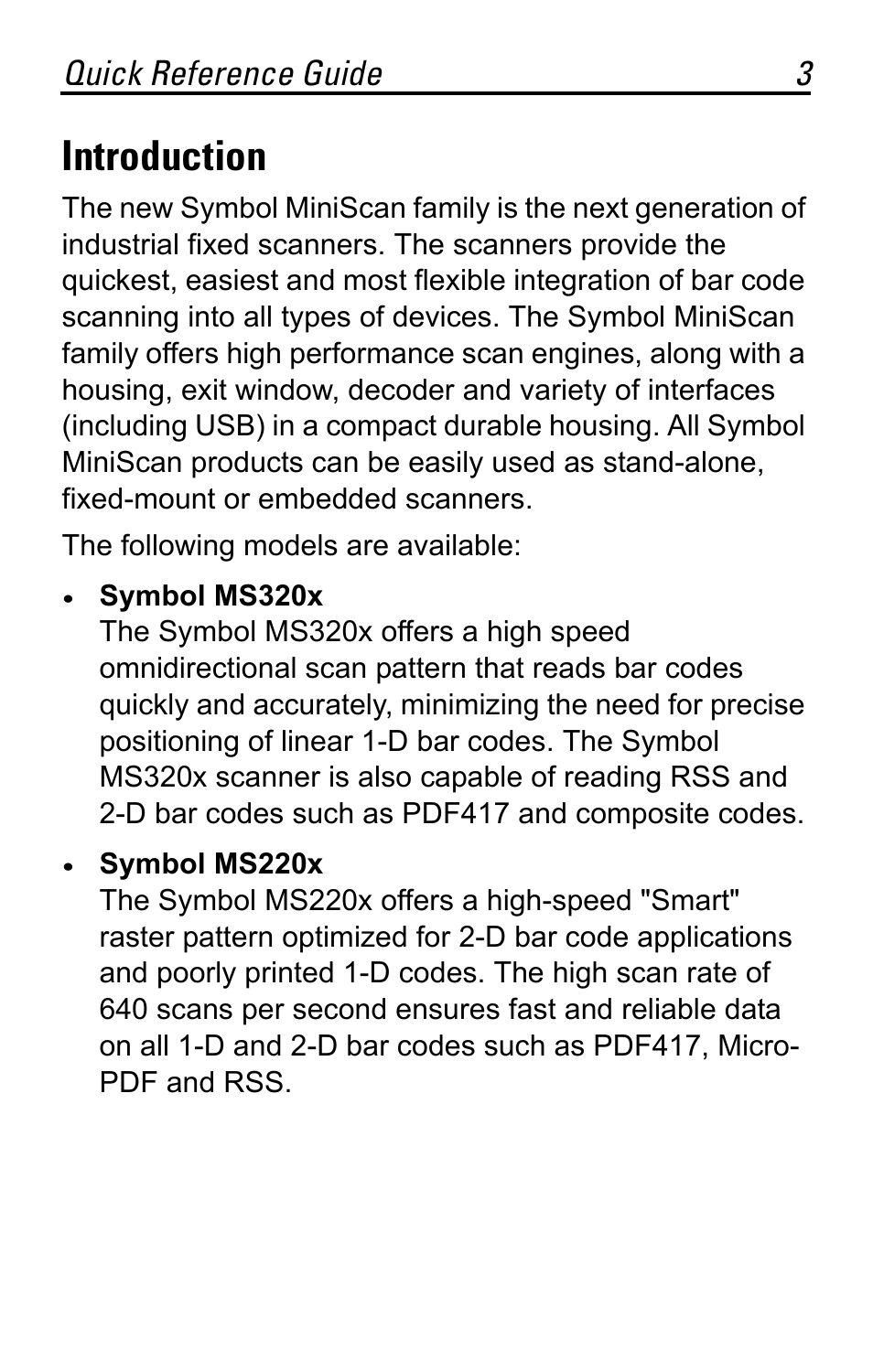 Introduction | Motorola SYMBOL MS120XWA User Manual | Page 3 / 24