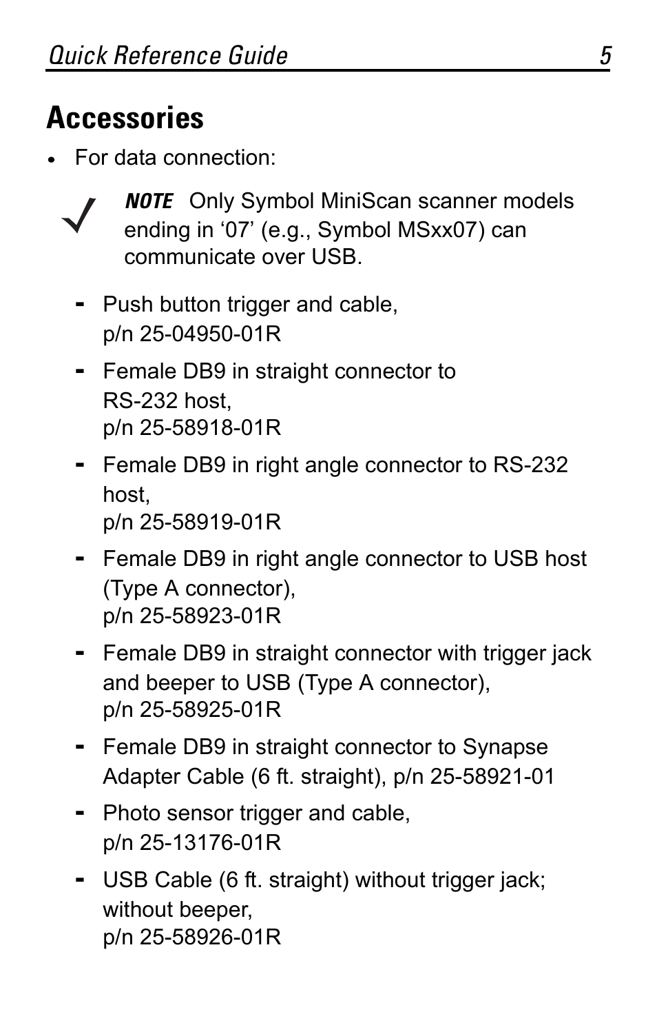 Accessories | Motorola SYMBOL MS120XWA User Manual | Page 5 / 24