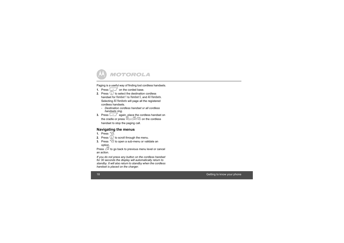 Motorola L403C User Manual | Page 18 / 64