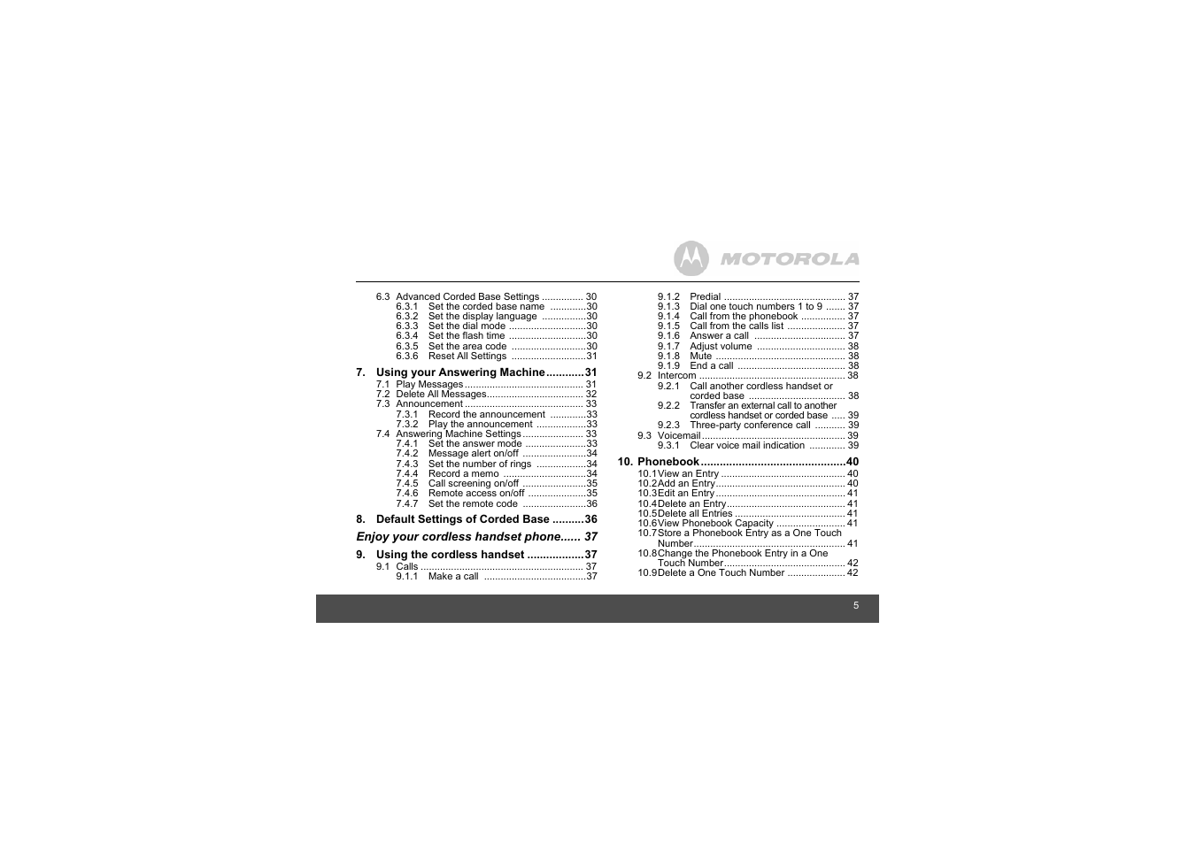 Motorola L403C User Manual | Page 5 / 64