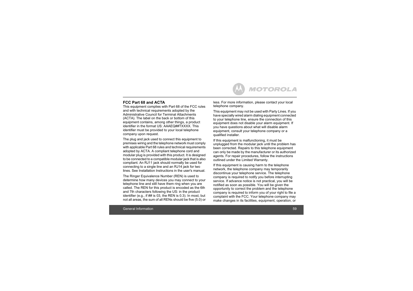 Motorola L403C User Manual | Page 59 / 64