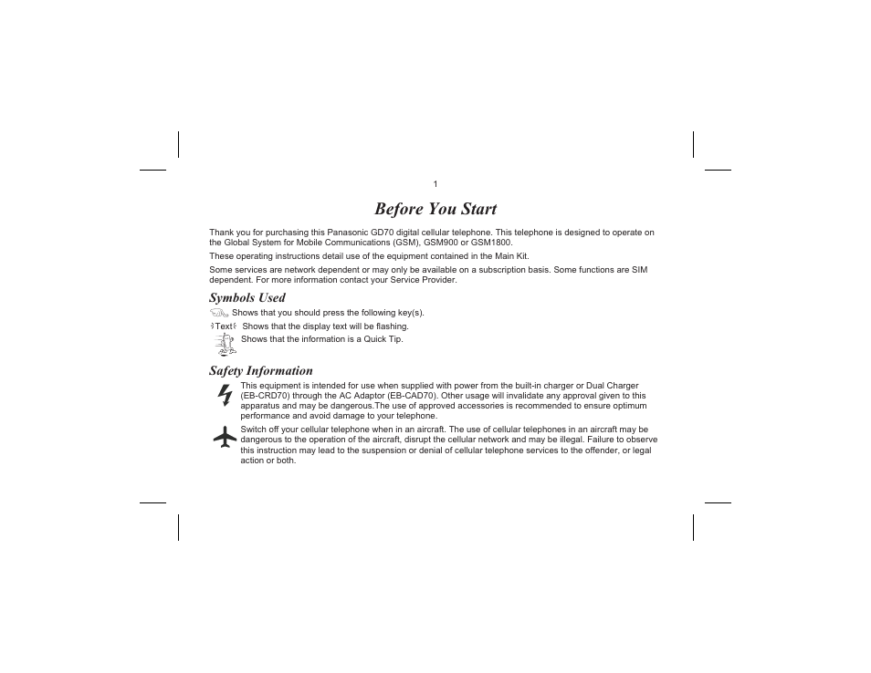 Before you start, Symbols used, Safety information | Motorola EB-GD70 User Manual | Page 4 / 40