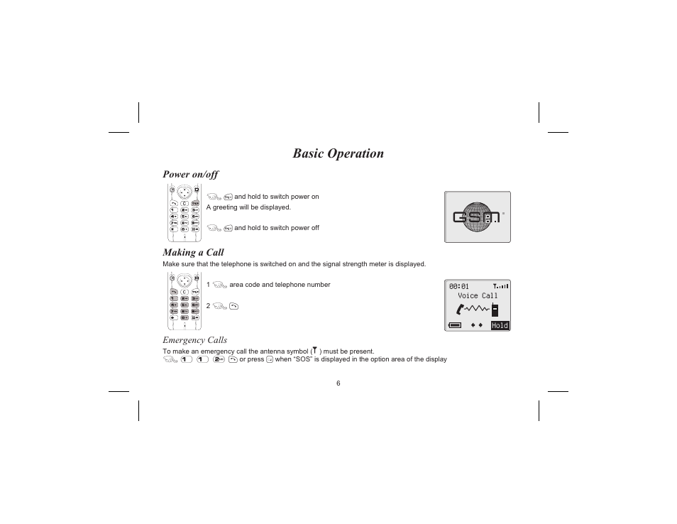 Basic operation, Power on/off, Making a call | Power on/off, making a call, Answering a call | Motorola EB-GD70 User Manual | Page 9 / 40