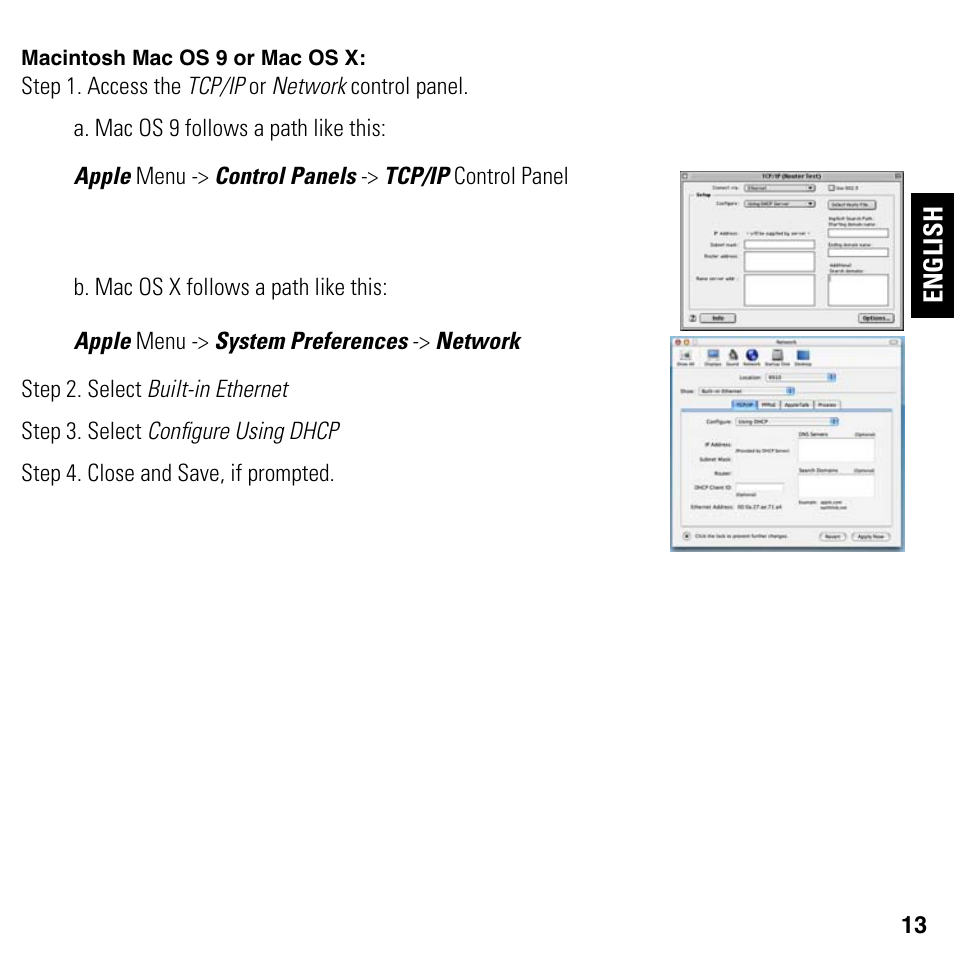 Macintosh mac os 9 or mac os x | Motorola NETOPIA 2247/57-62 User Manual | Page 13 / 22
