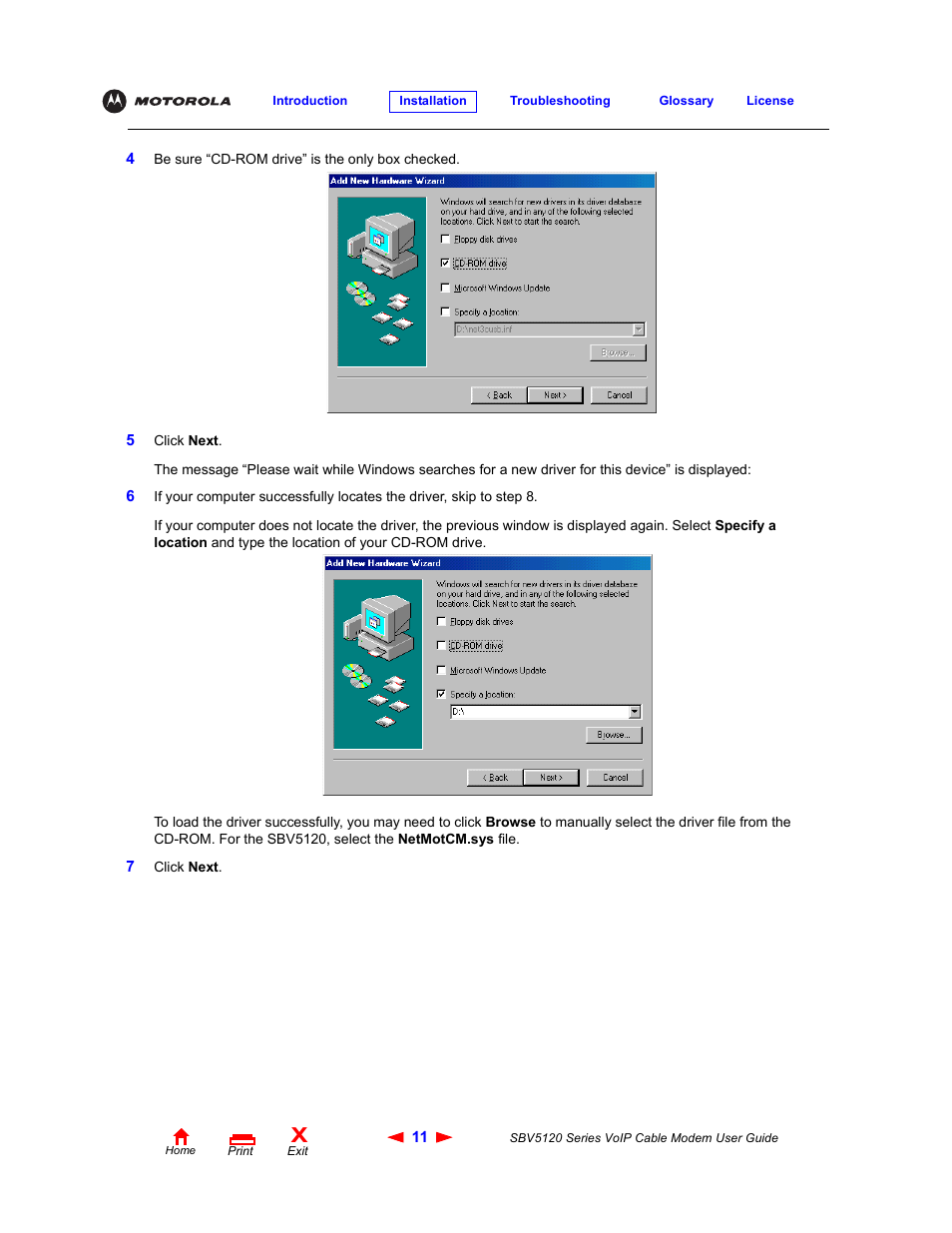 Motorola SBV5120 User Manual | Page 16 / 57