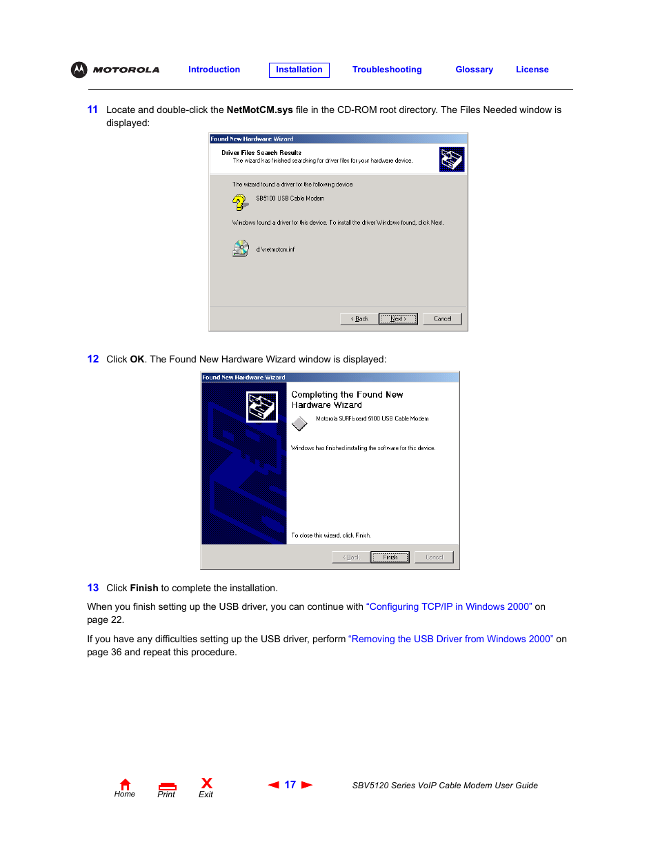 Motorola SBV5120 User Manual | Page 22 / 57
