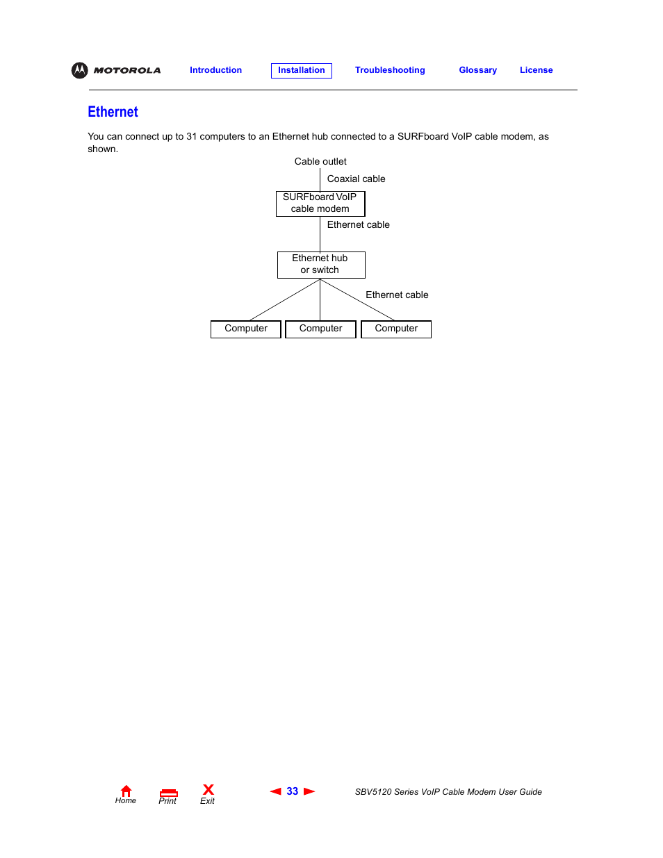Ethernet | Motorola SBV5120 User Manual | Page 38 / 57