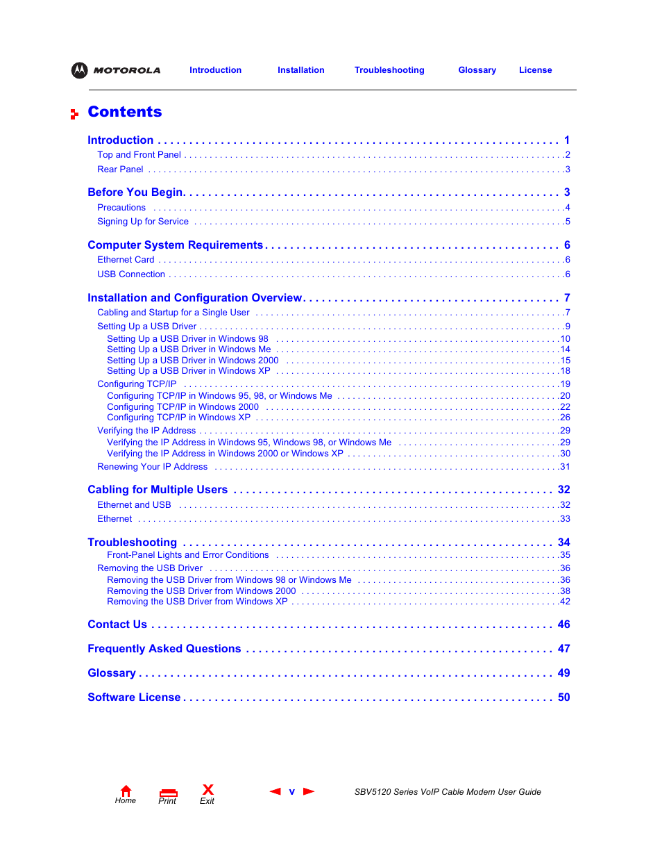 Motorola SBV5120 User Manual | Page 5 / 57