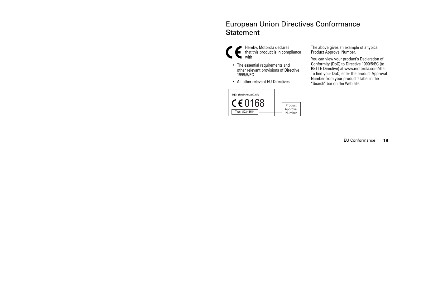 European union directives conformance statement | Motorola HELLOMOTO W375 User Manual | Page 8 / 28