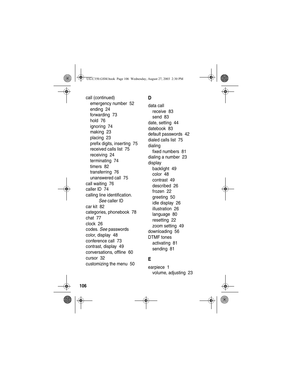 Motorola C256 User Manual | Page 108 / 120