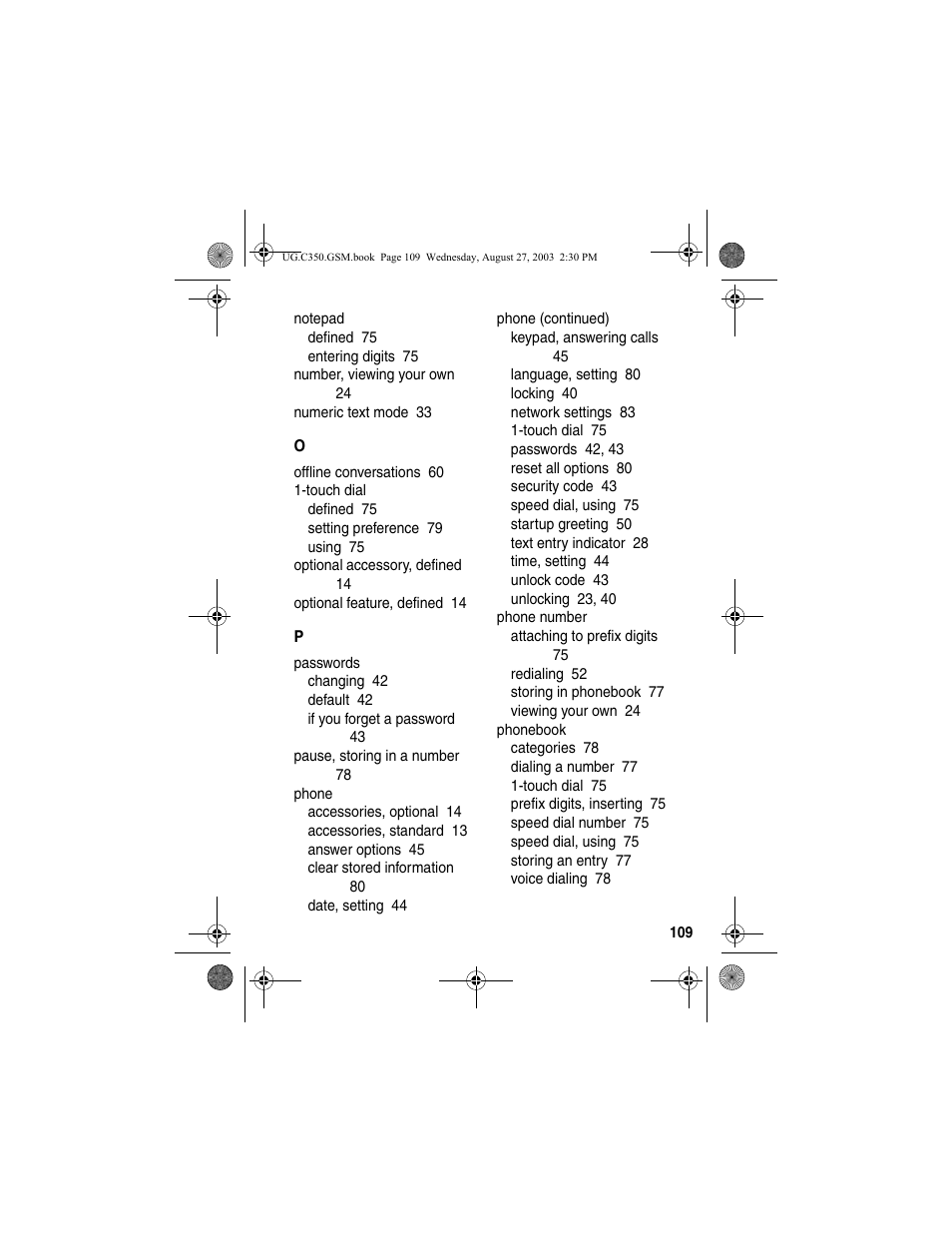 Motorola C256 User Manual | Page 111 / 120