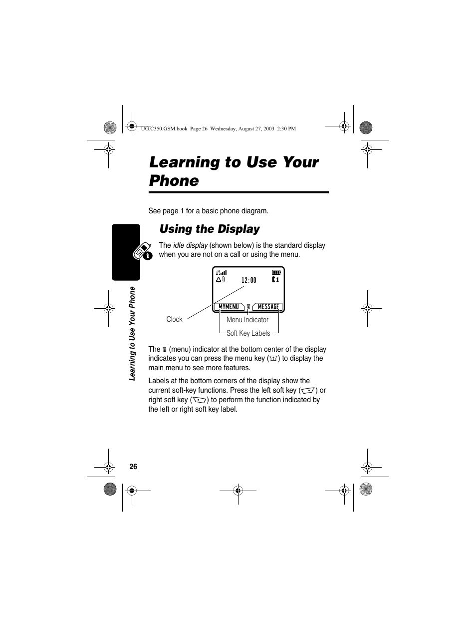 Learning to use your phone, Using the display | Motorola C256 User Manual | Page 28 / 120