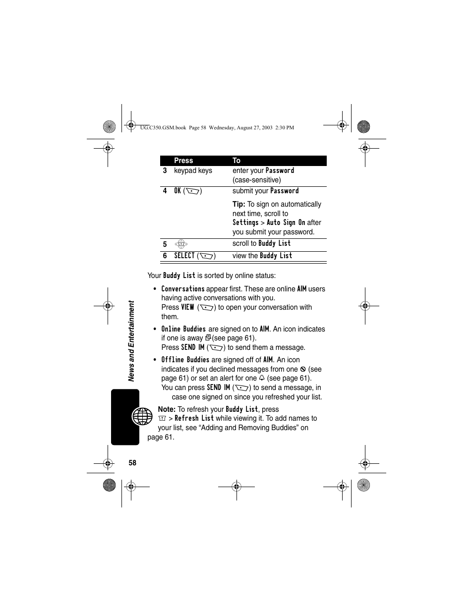 Motorola C256 User Manual | Page 60 / 120