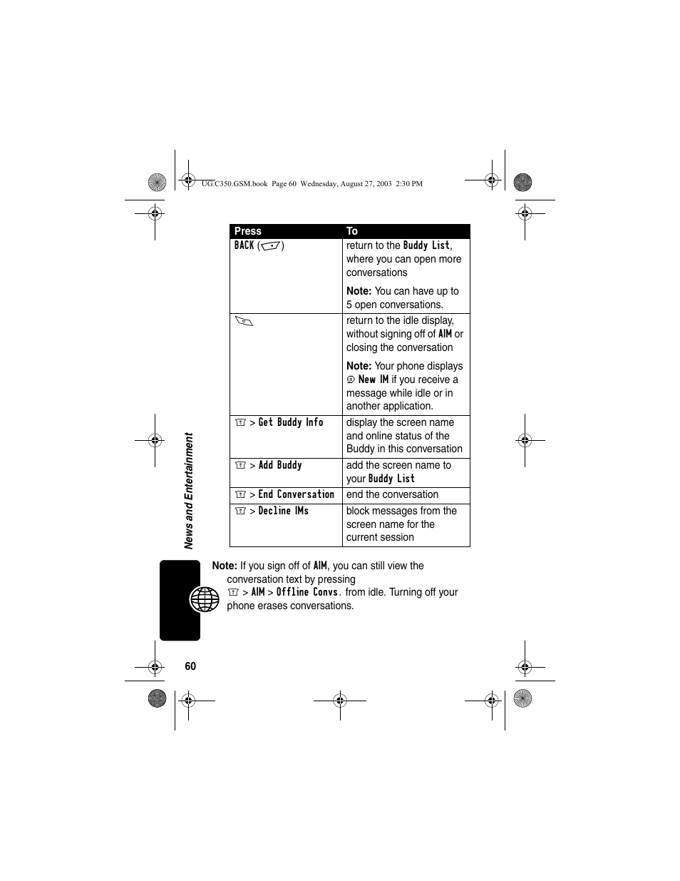 Motorola C256 User Manual | Page 62 / 120