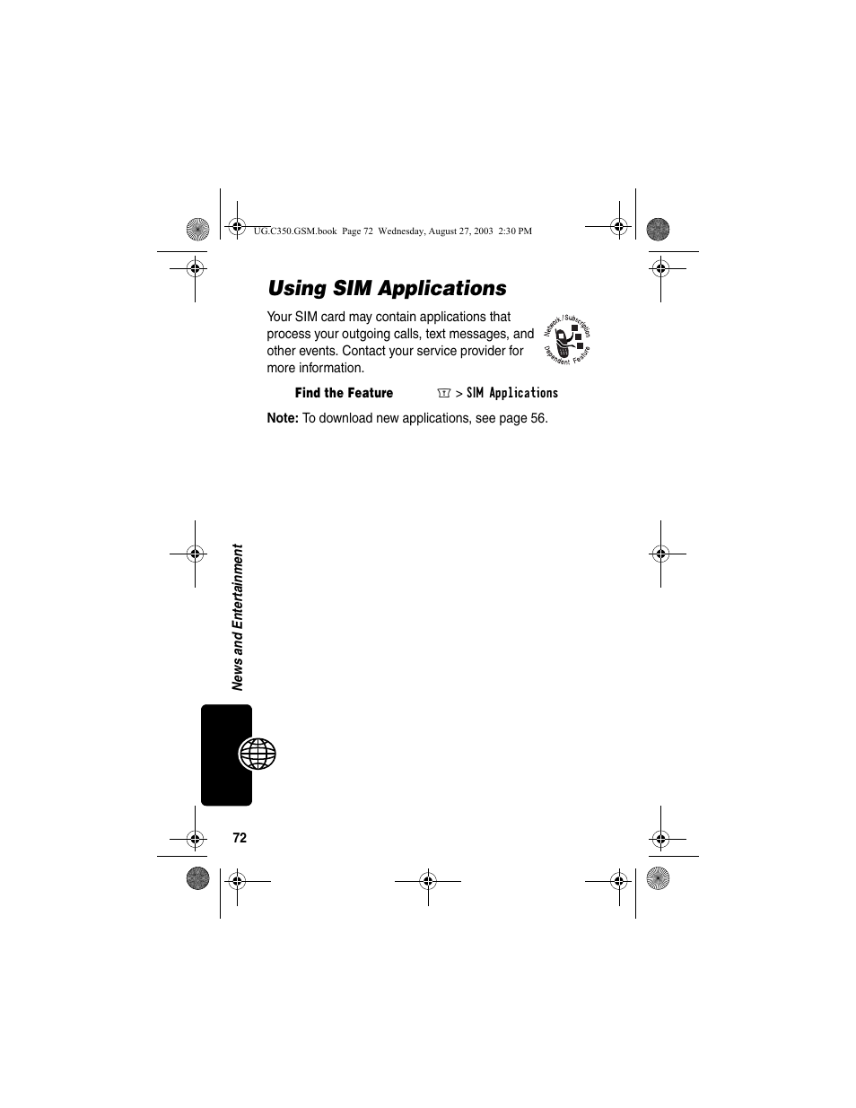 Using sim applications | Motorola C256 User Manual | Page 74 / 120