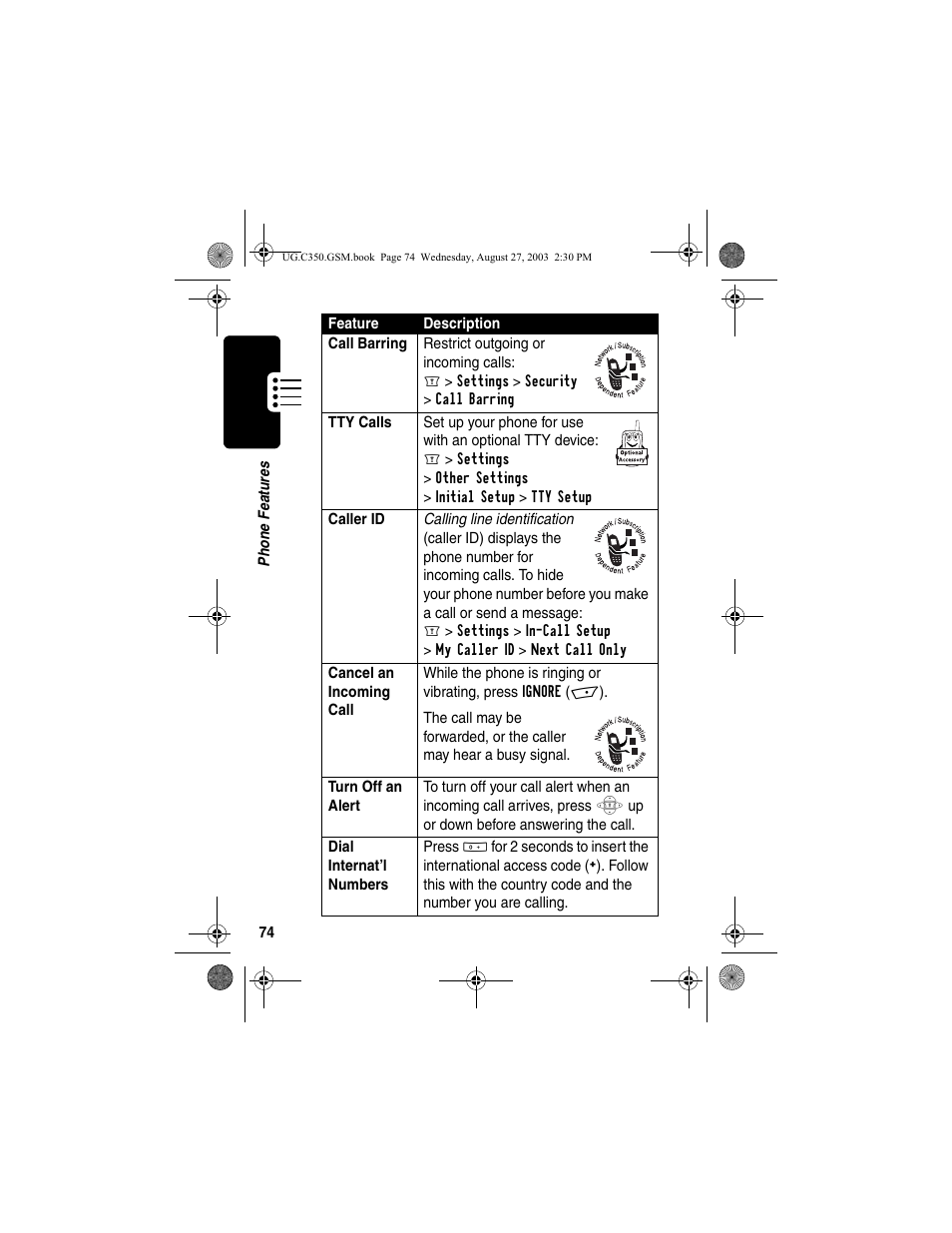 Motorola C256 User Manual | Page 76 / 120