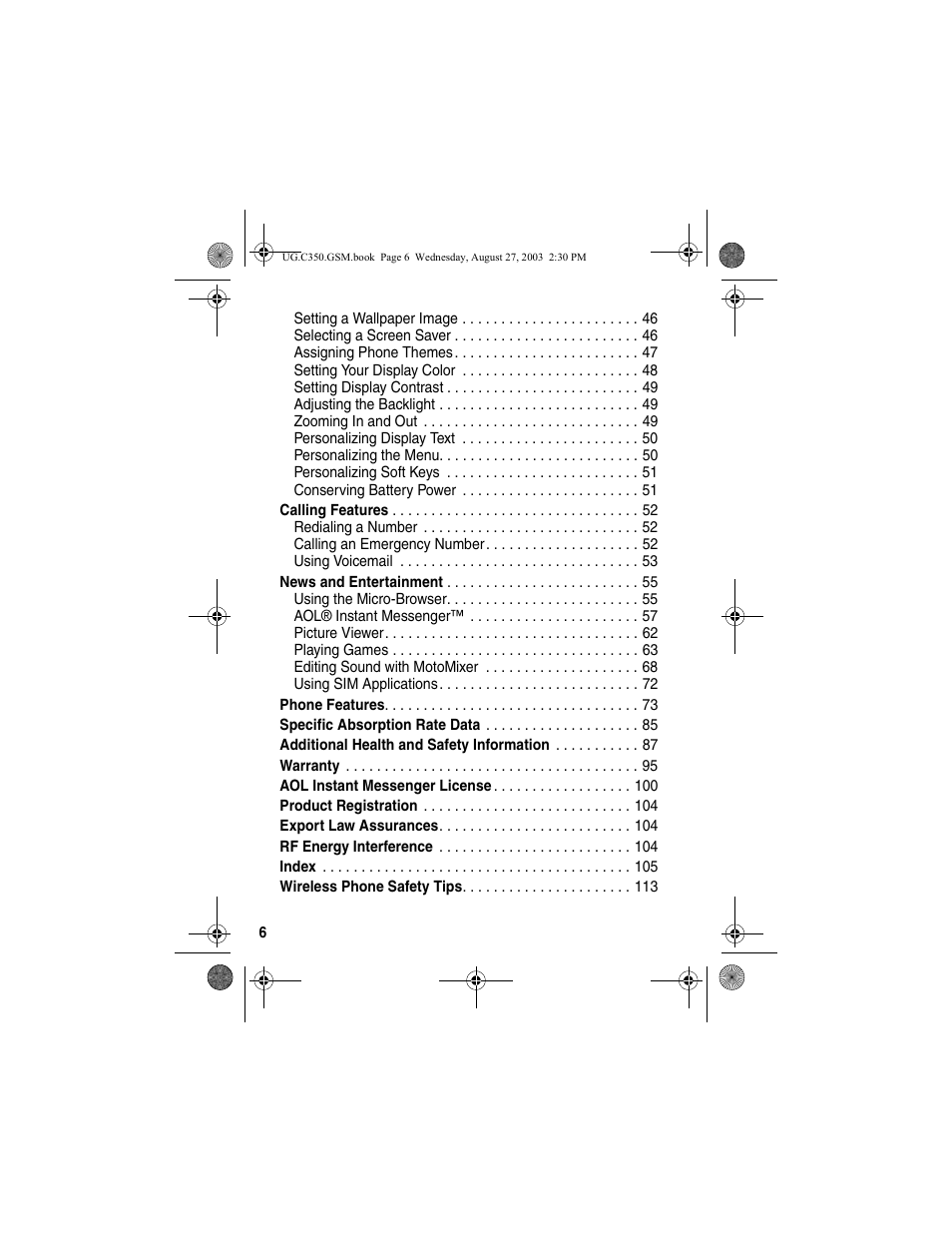 Motorola C256 User Manual | Page 8 / 120