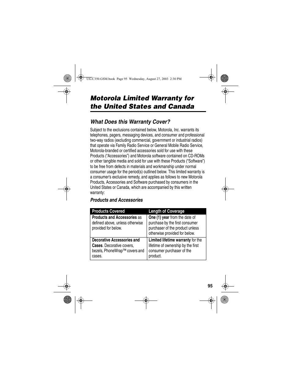 Warranty | Motorola C256 User Manual | Page 97 / 120