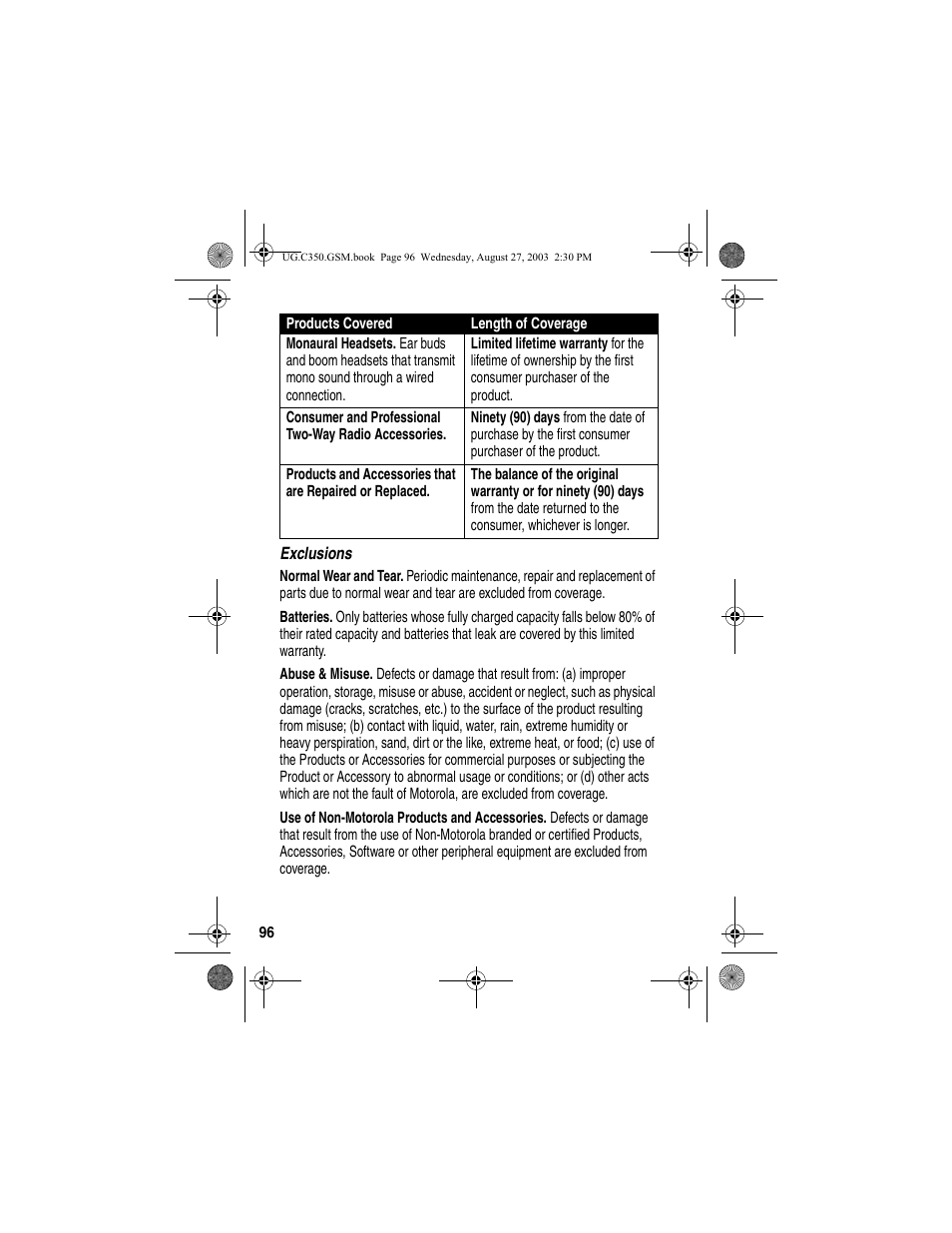 Motorola C256 User Manual | Page 98 / 120