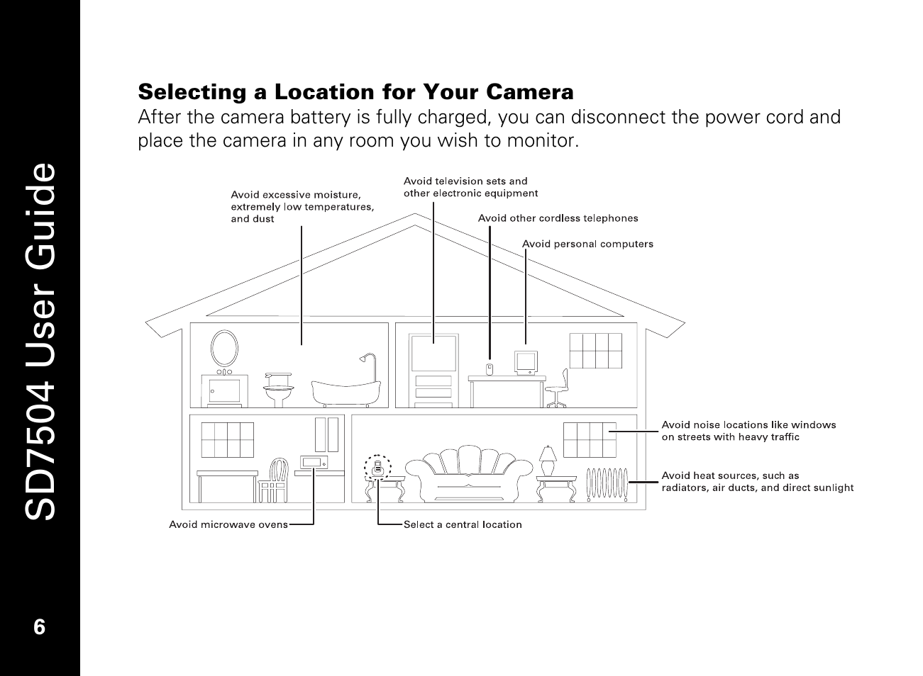 Selecting a location for your camera, Sd7504 user guide | Motorola SD7550 User Manual | Page 16 / 34