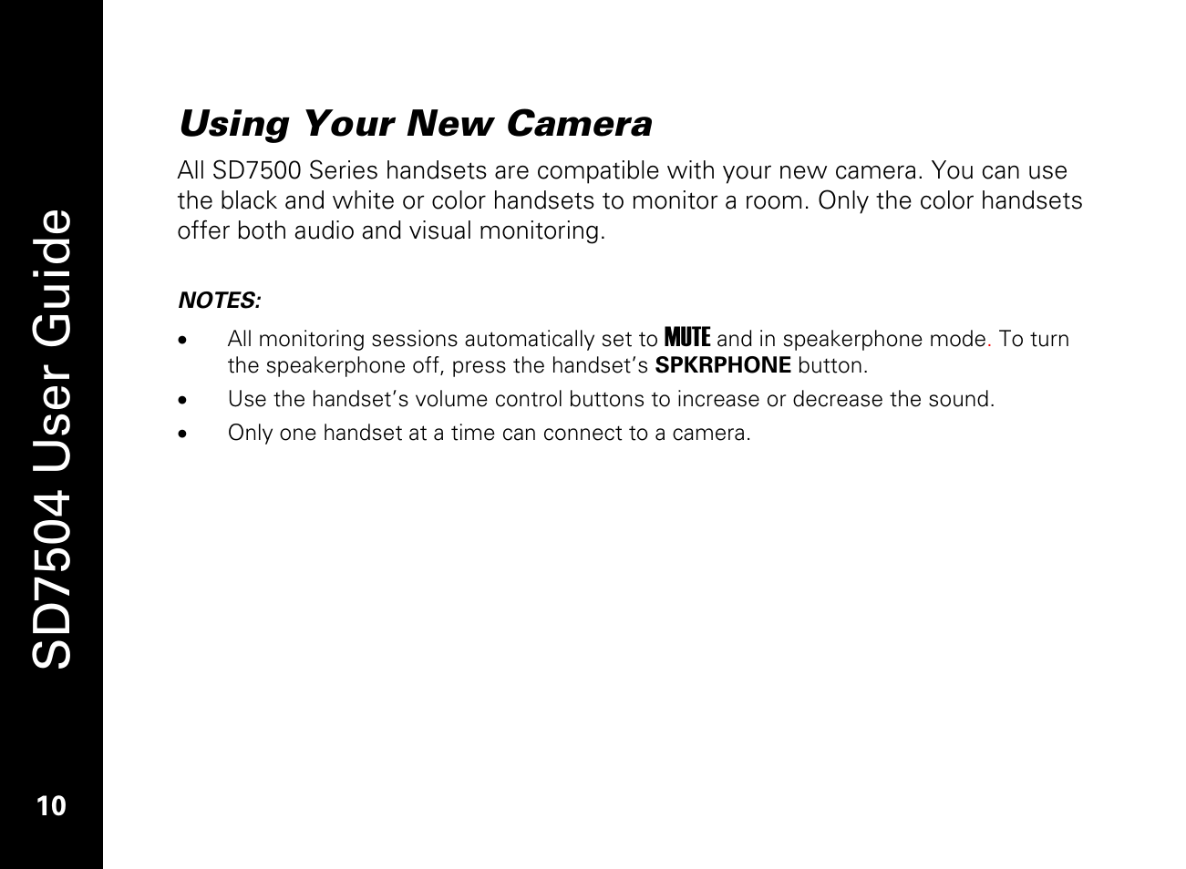 Using your new camera, Sd7504 user guide | Motorola SD7550 User Manual | Page 20 / 34