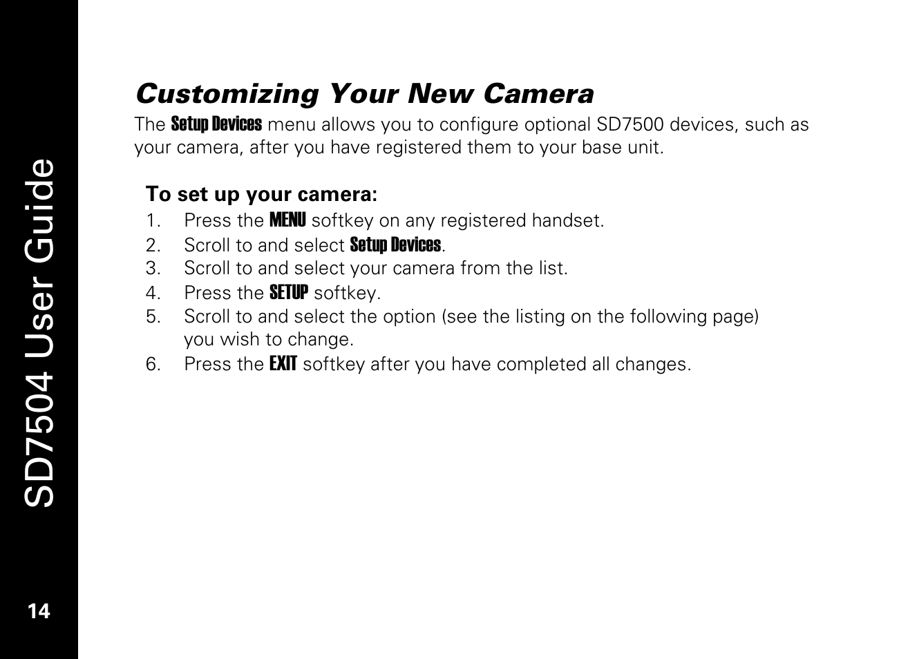Customizing your new camera, Sd7504 user guide | Motorola SD7550 User Manual | Page 24 / 34