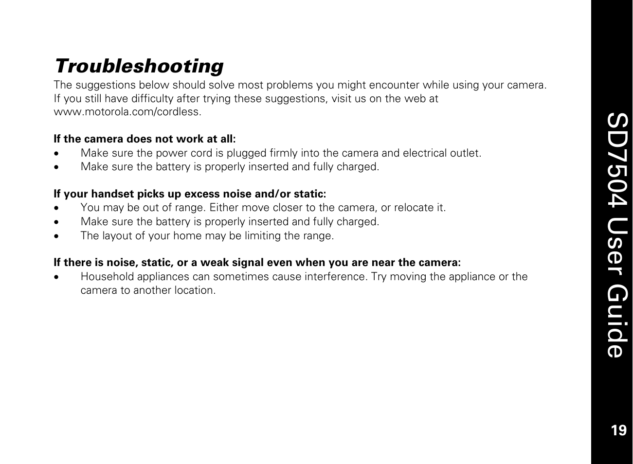 Troubleshooting, Sd7504 u ser guide | Motorola SD7550 User Manual | Page 29 / 34