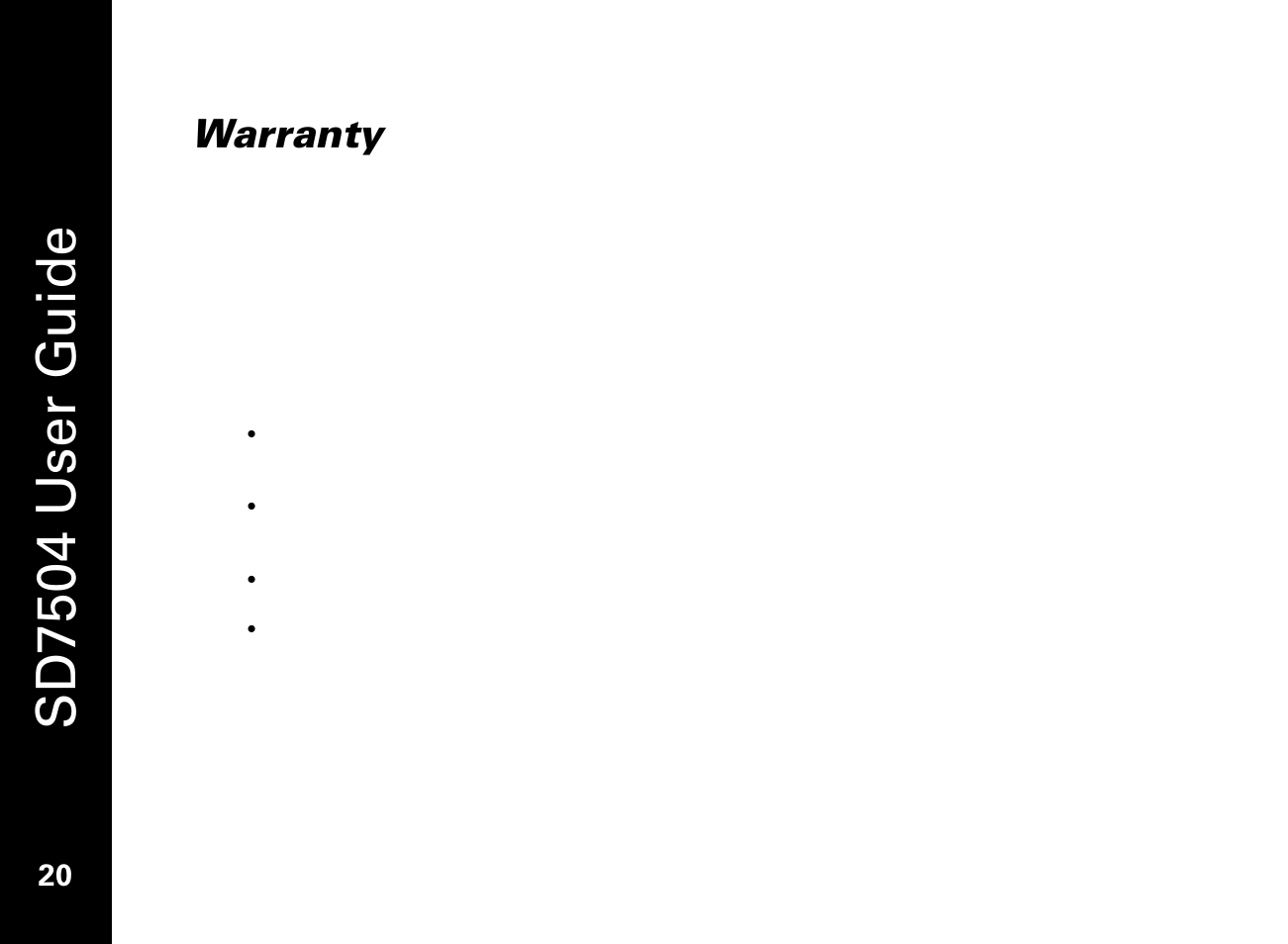 Warranty, Sd7504 user guide | Motorola SD7550 User Manual | Page 30 / 34