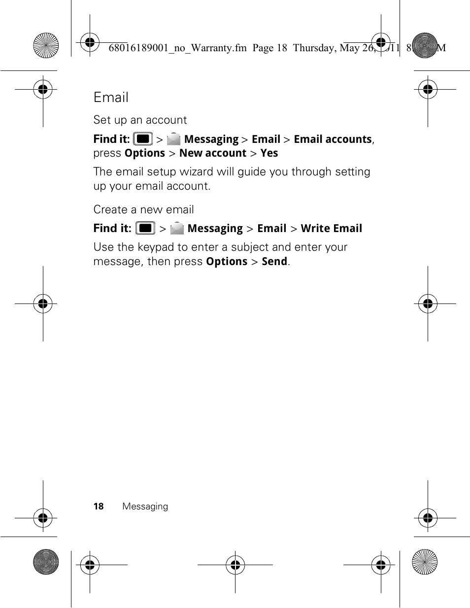 Email | Motorola EX109 User Manual | Page 20 / 68