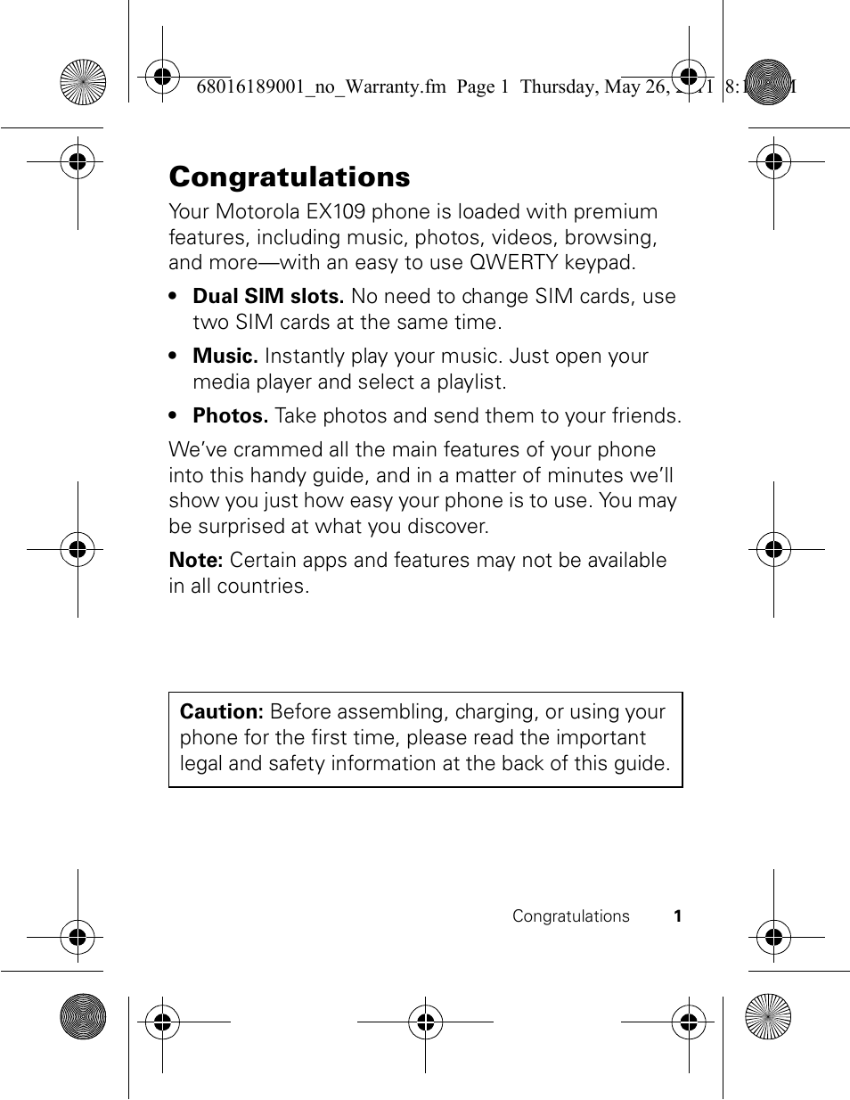 Motorola EX109 User Manual | Page 3 / 68