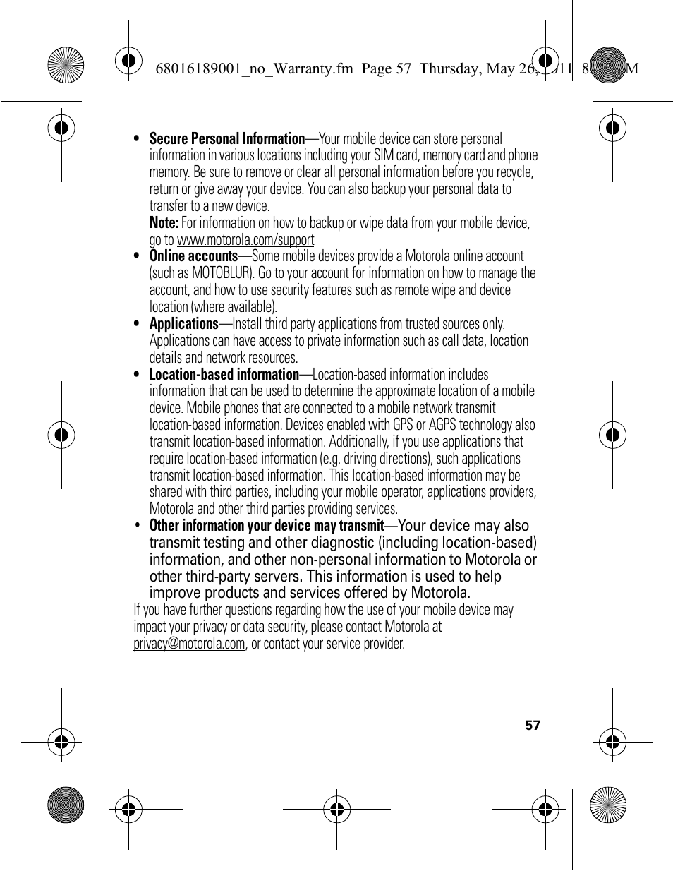 Motorola EX109 User Manual | Page 59 / 68