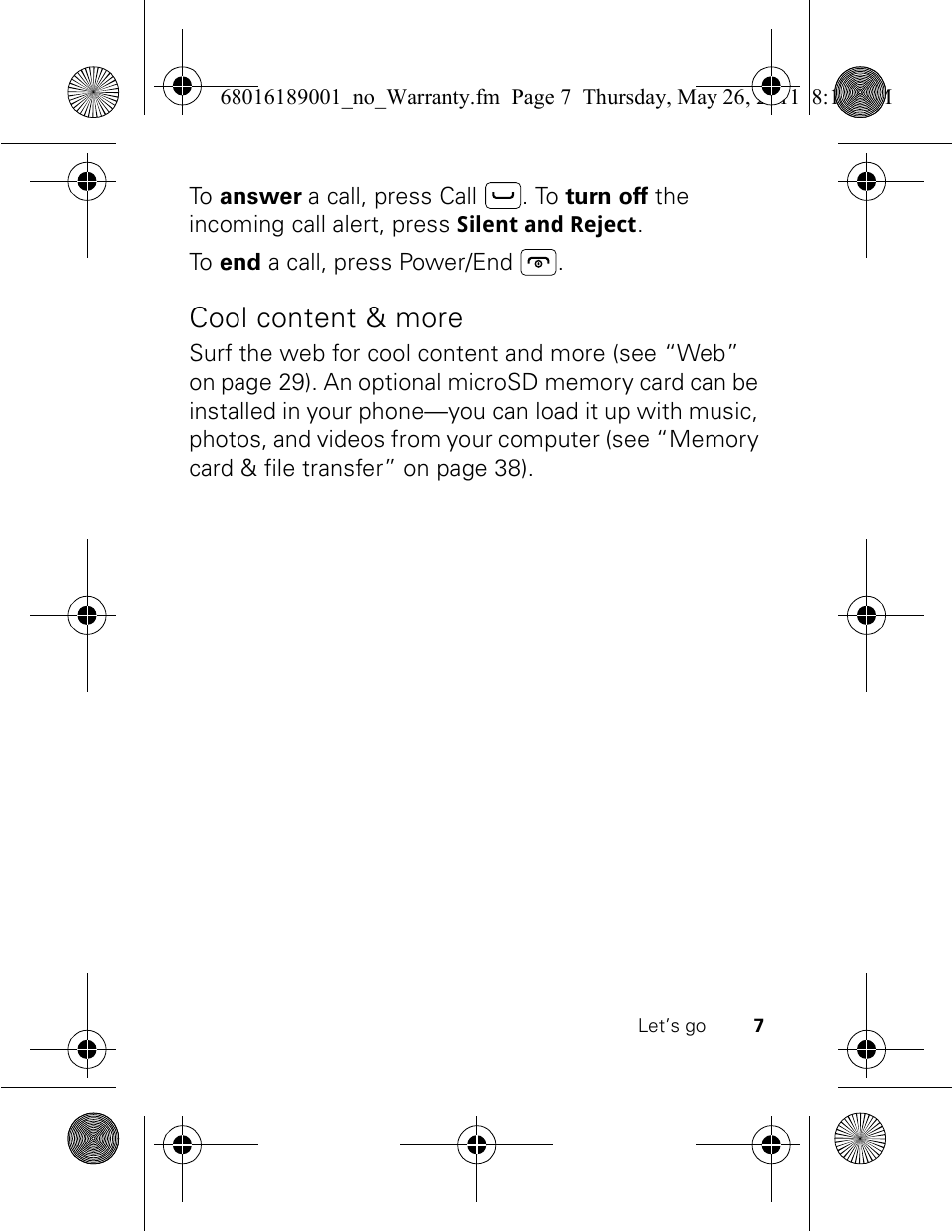 Cool content & more | Motorola EX109 User Manual | Page 9 / 68