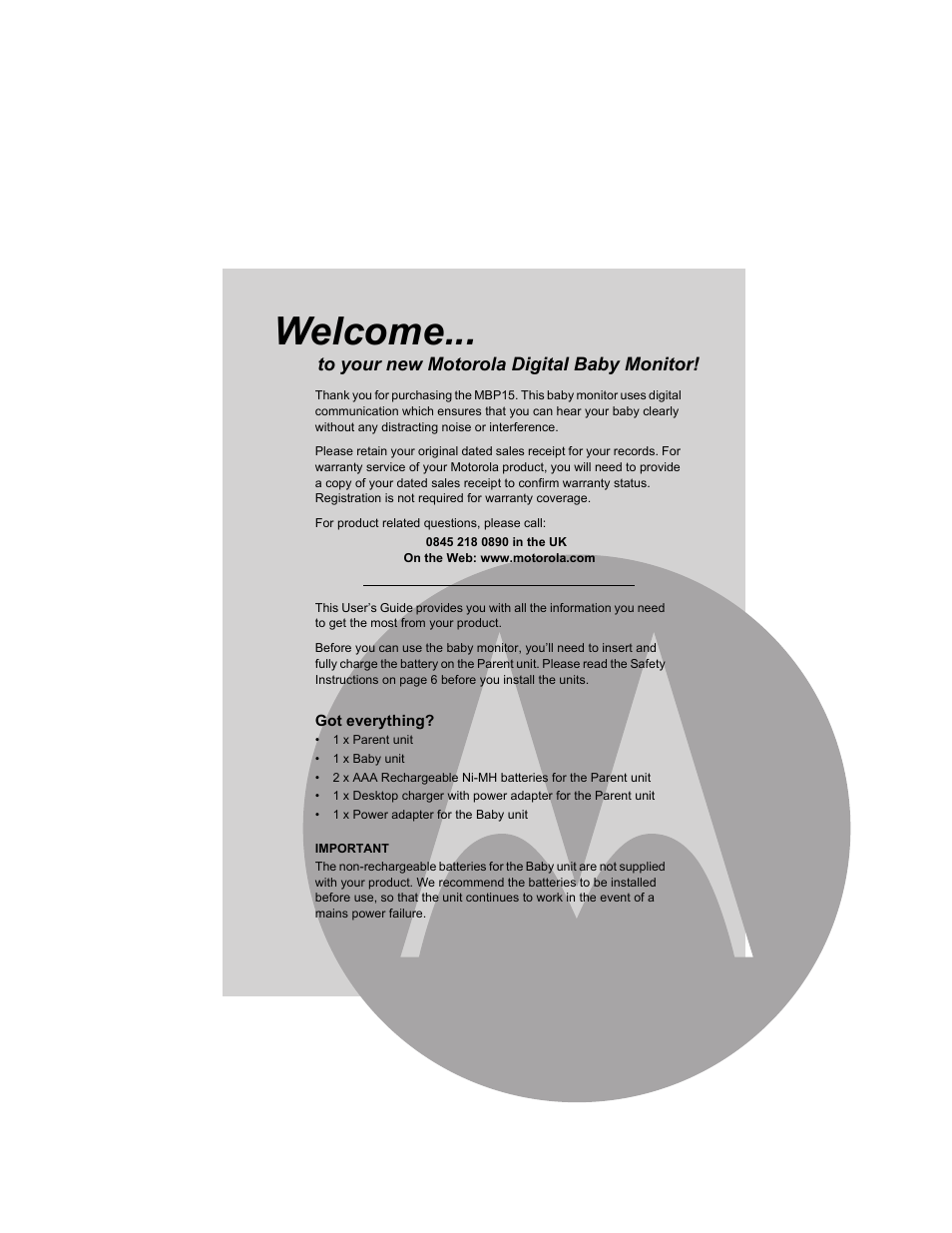 Welcome | Motorola MBP15 User Manual | Page 2 / 32