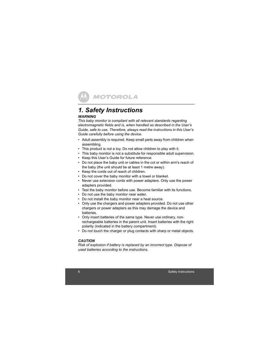 Safety instructions | Motorola MBP15 User Manual | Page 6 / 32