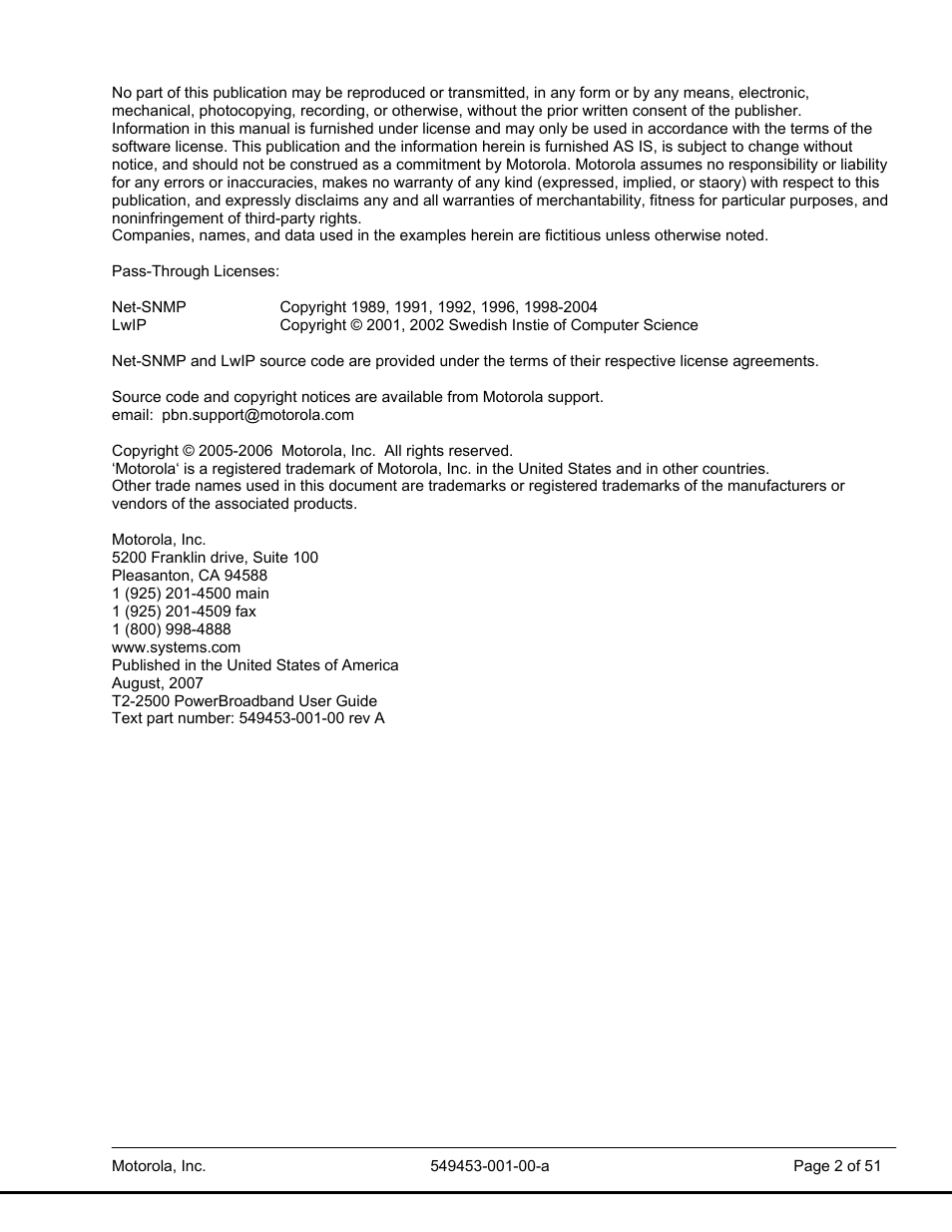 Motorola POWERBROADBAND T2-2500 User Manual | Page 2 / 51