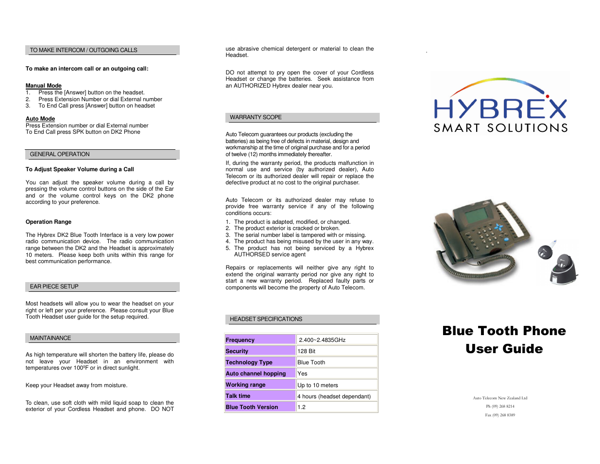 Motorola Blue Tooth Phone User Manual | 2 pages