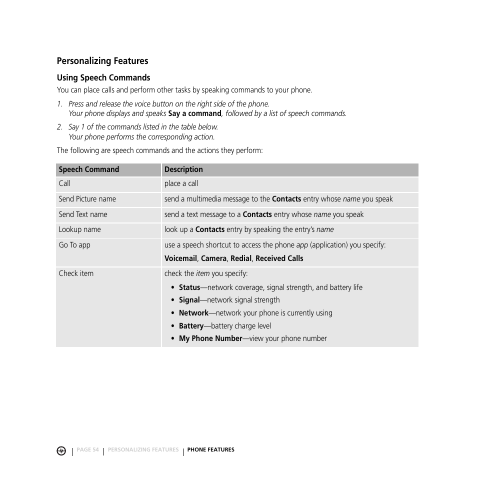 Personalizing features | Motorola E816 User Manual | Page 55 / 72