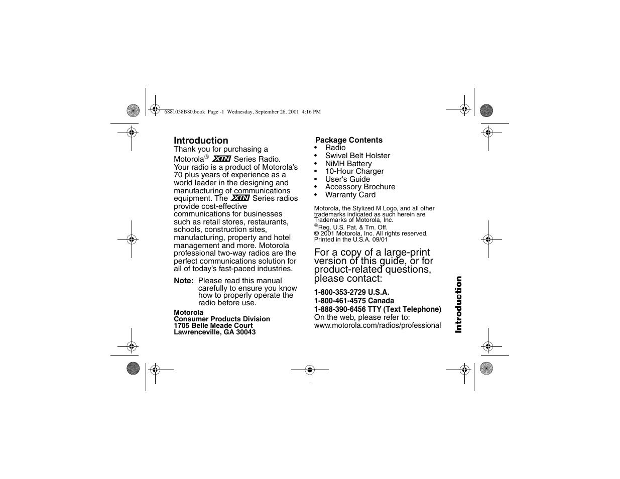 Motorola XV2100 User Manual | Page 3 / 60