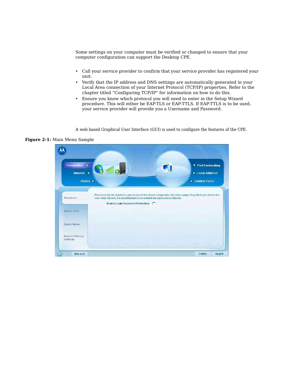 Before you begin configuration, User interface overview | Motorola CPEI 150 User Manual | Page 10 / 48