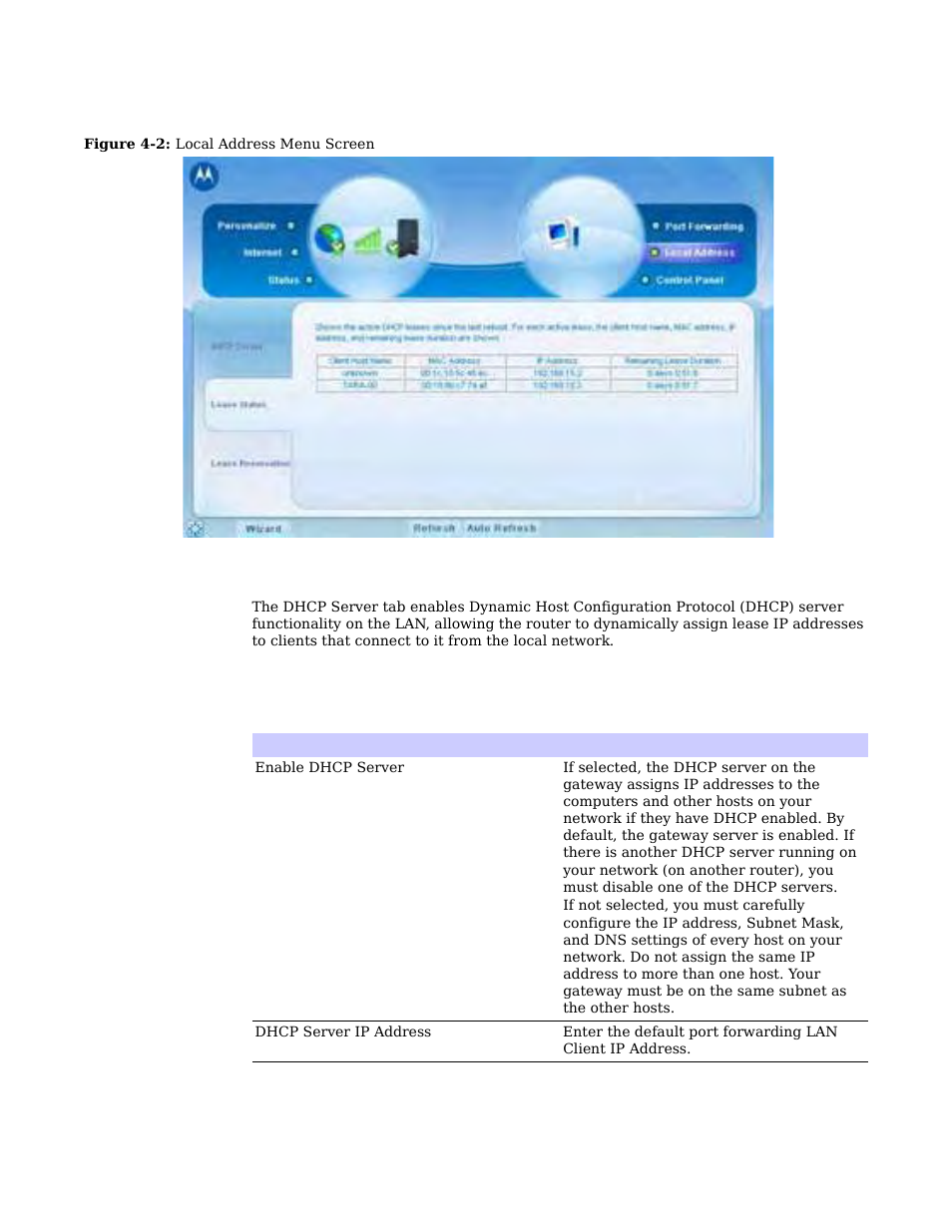 Dhcp server tab | Motorola CPEI 150 User Manual | Page 23 / 48